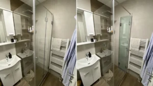 Preklopna tuš kabina na L u Istočnom Sarajevu sa sjajnim okovom i prozirnim staklom